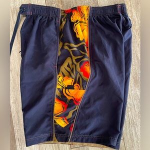 Mens SPEEDO Bathing Suit Swim Trunks Navy /Tropical Print BRAND NEW!! Size-Large